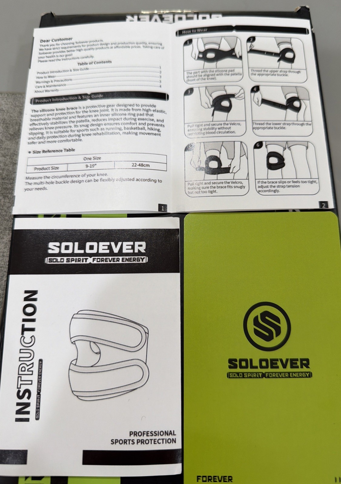 Soloever Knee Brace One Size Fits Most, NEW