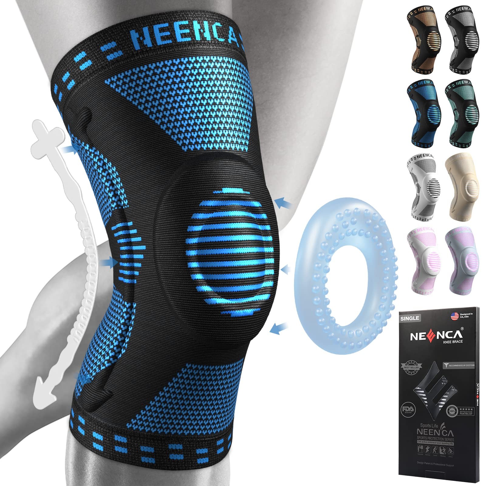 Professional Knee Brace for Pain Relief, Medical Knee Support with Patella Pa…