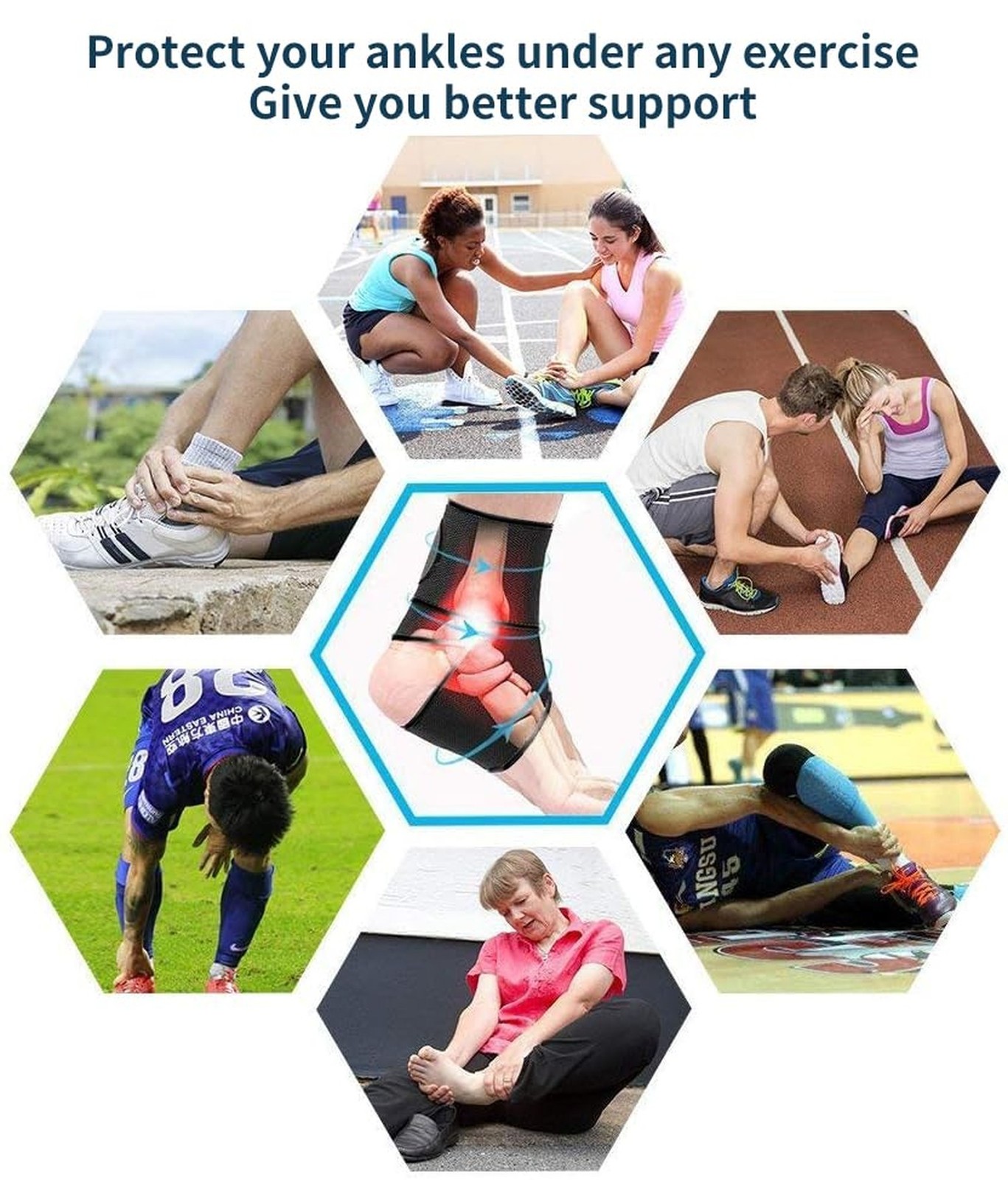 1pcs Adjustable Ankle Brace Support, Breathable Elastic Nylon Sports Wrap