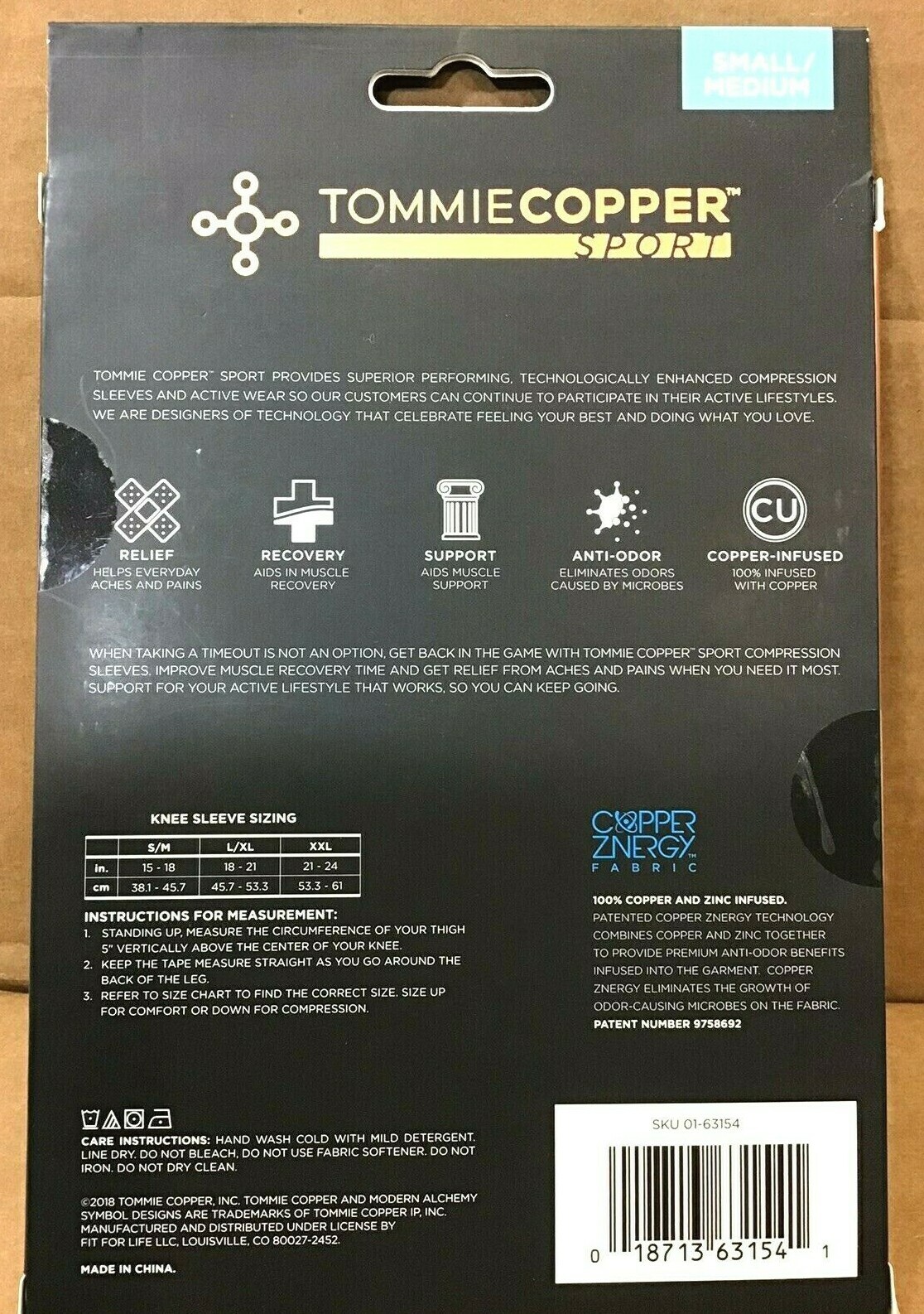 Tommie Copper Knee Brace Compression Sleeve Blue Joint Leg Pain Relief S/MD