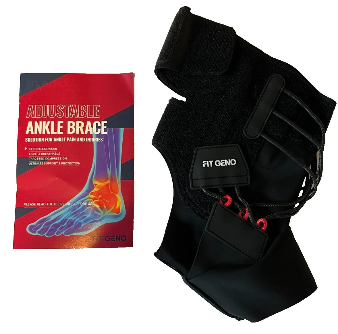 Ankle Brace Fit Geno Medium Large Left Adjustable Pain Relief Breathable