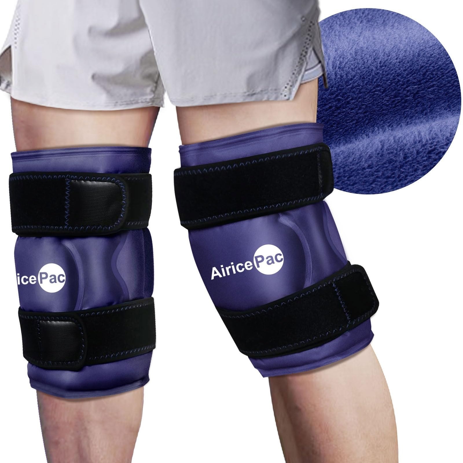 AiricePac Knee Ice Pack Wrap – Reusable Gel for Pain Relief, Blue