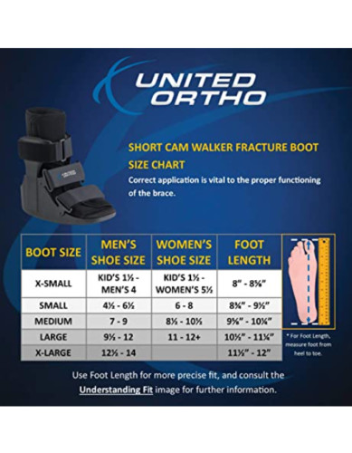 United Ortho USA14013 Short Cam Walker Fracture Boot, Small, Black