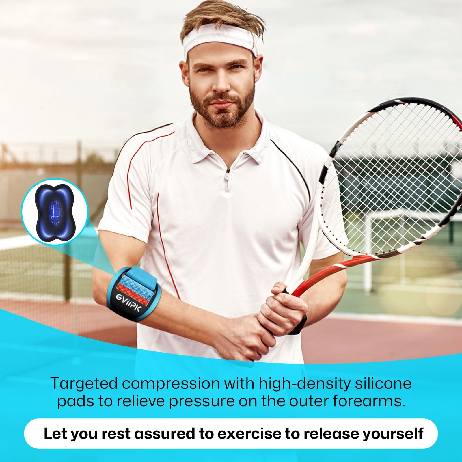 Gviipk 2026 Elbow Brace for Tendonitis and Tennis Women Men, Blue