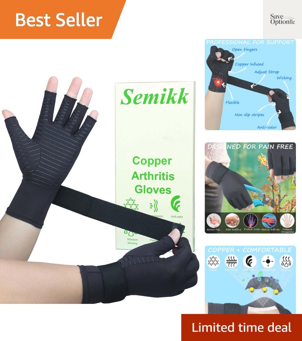 Copper Arthritis Gloves for Women Men, Fingerless Compression Gloves for Arth…