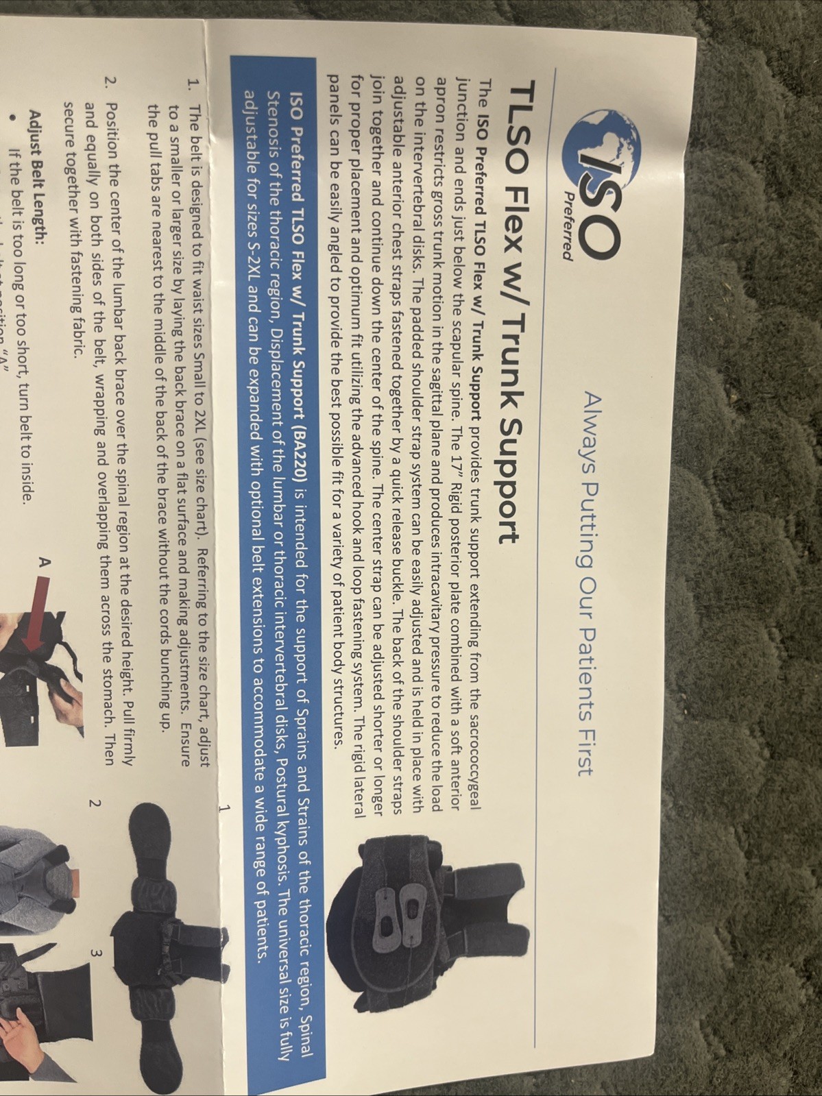 ISO Preferred TLSO Flex Back Brace w/ Trunk Support, Universal ISO-BA220