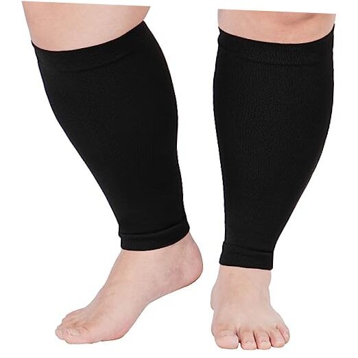 Plus Size Compression Leg Sleeves for Women& Men 15 3X-Large-4X-Large Black