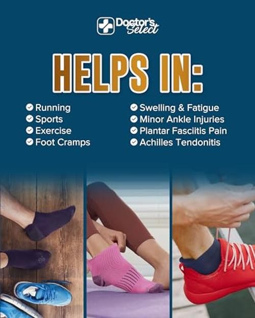 Copper Ankle Compression Socks for Large Navy/Light Blue/Purple/Pink – 4 Pairs