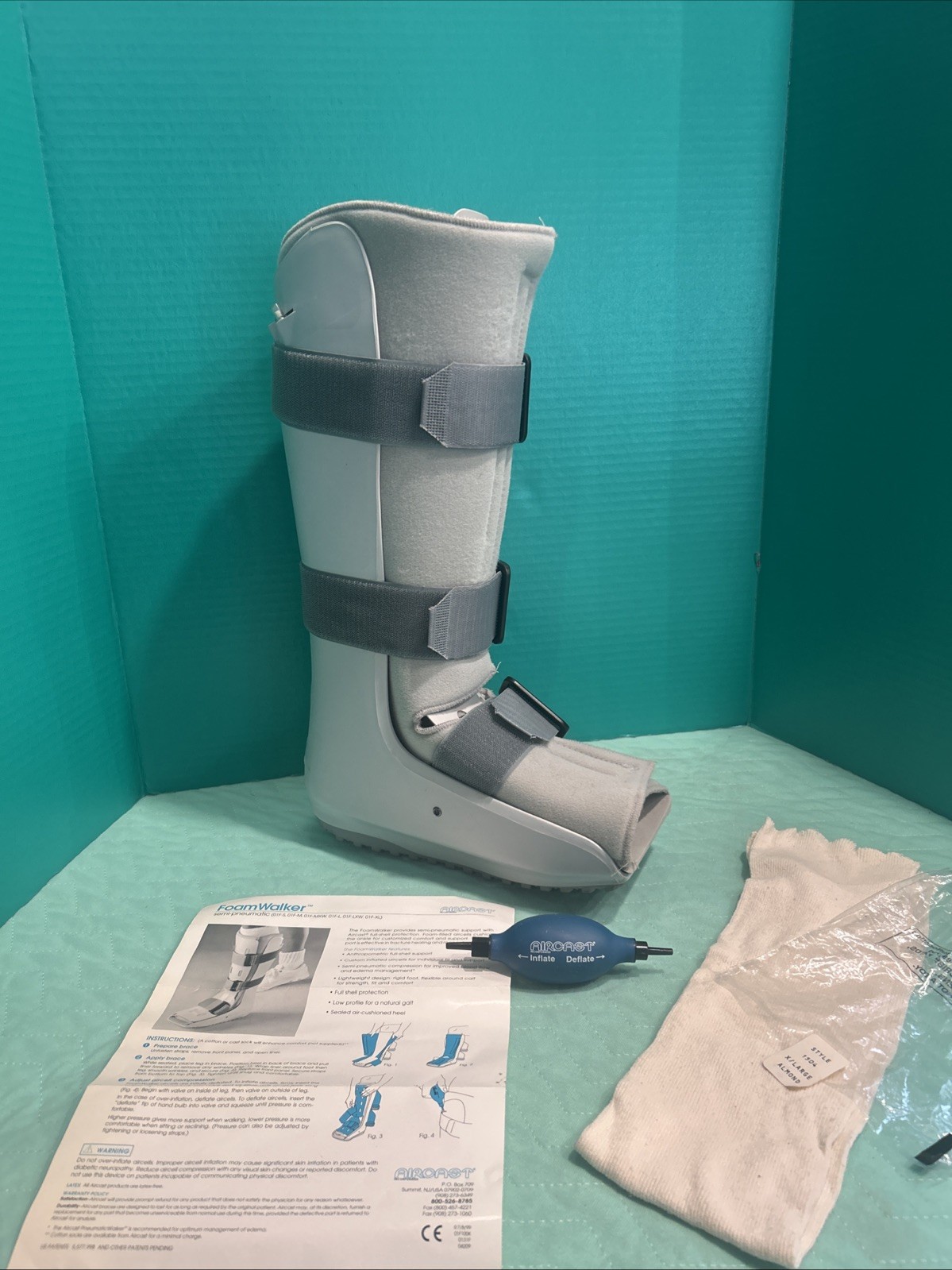 Aircast Foam Walker semi-Pneumatic Foot Leg Ankle Brace Walking Boot Medium GUC