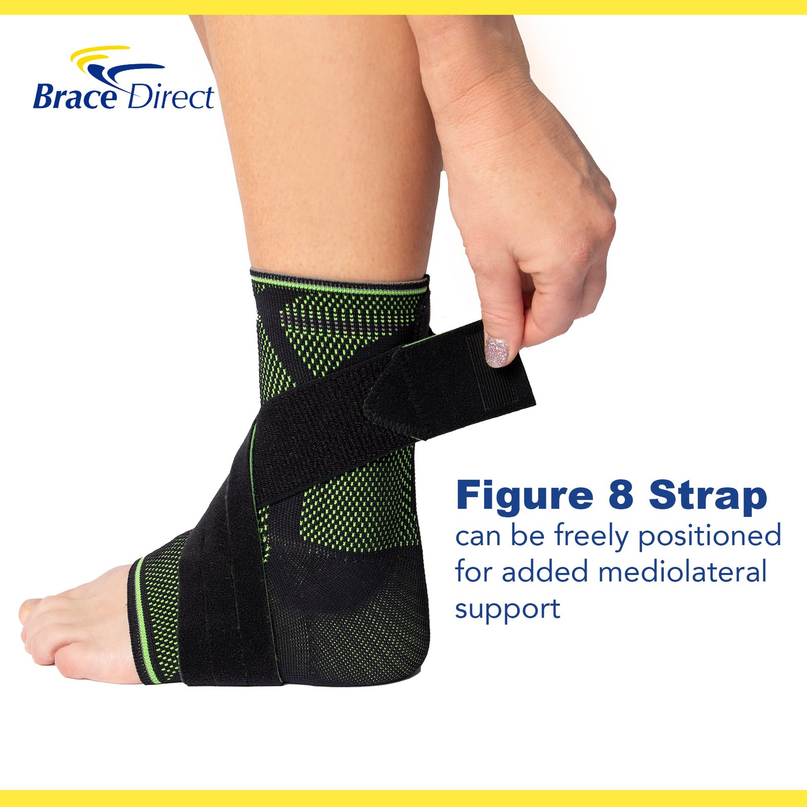 Sport Ankle Support Brace – Adjustable Stabilizing Compression with Fig 8 Strap