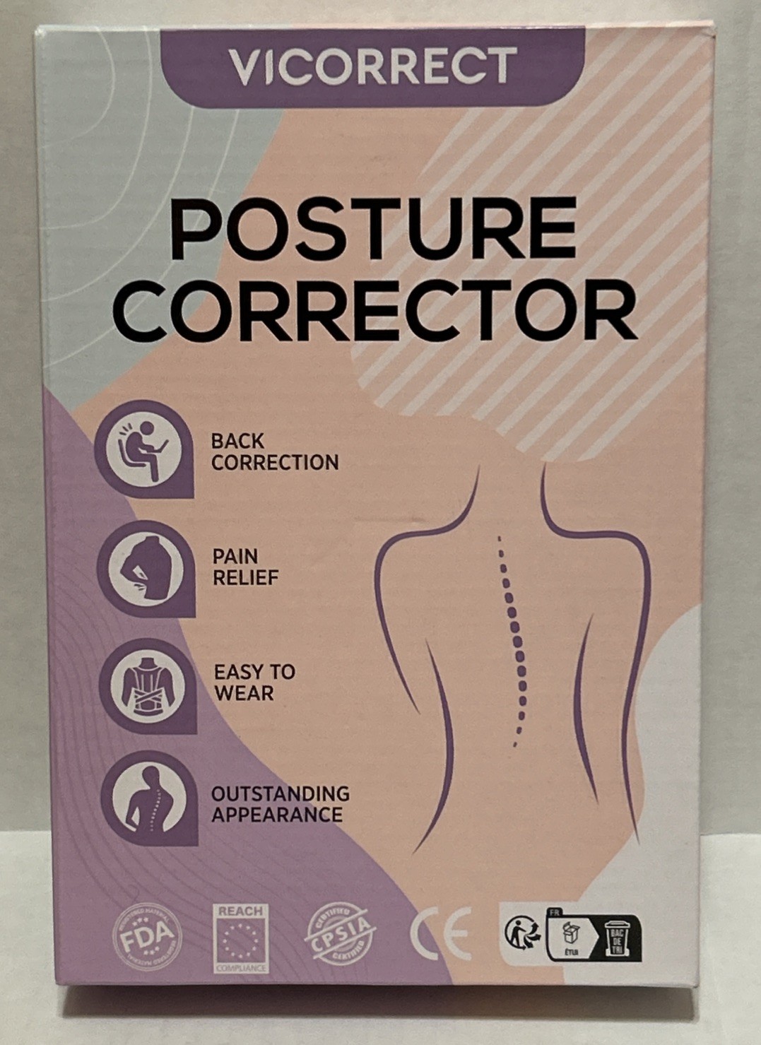 Vicorrect Posture Corrector Women M/L Pink, Adjustable Breathable, NEW