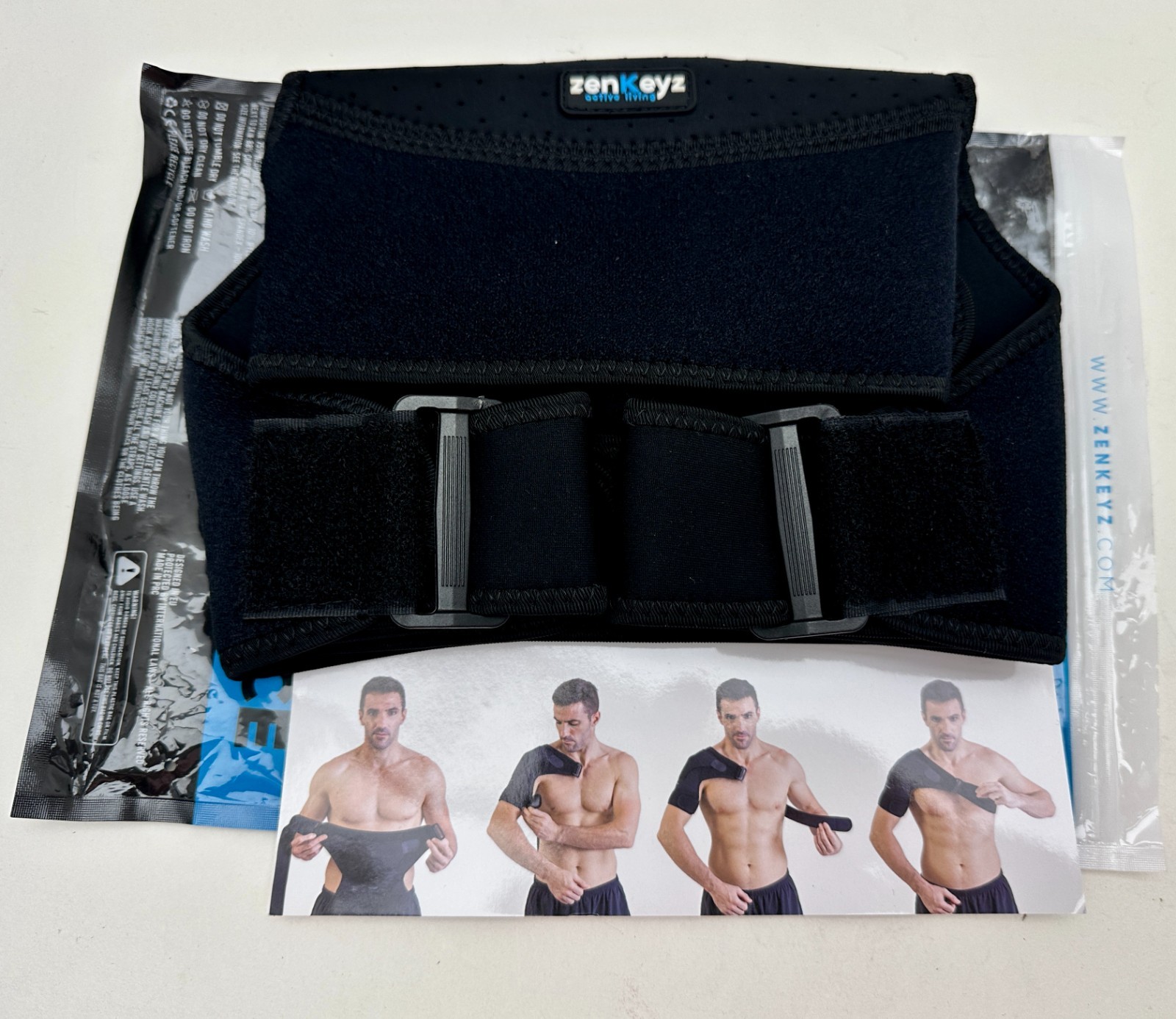Zenkeyz Copper Compression Shoulder Brace Black Size L/XL Adult