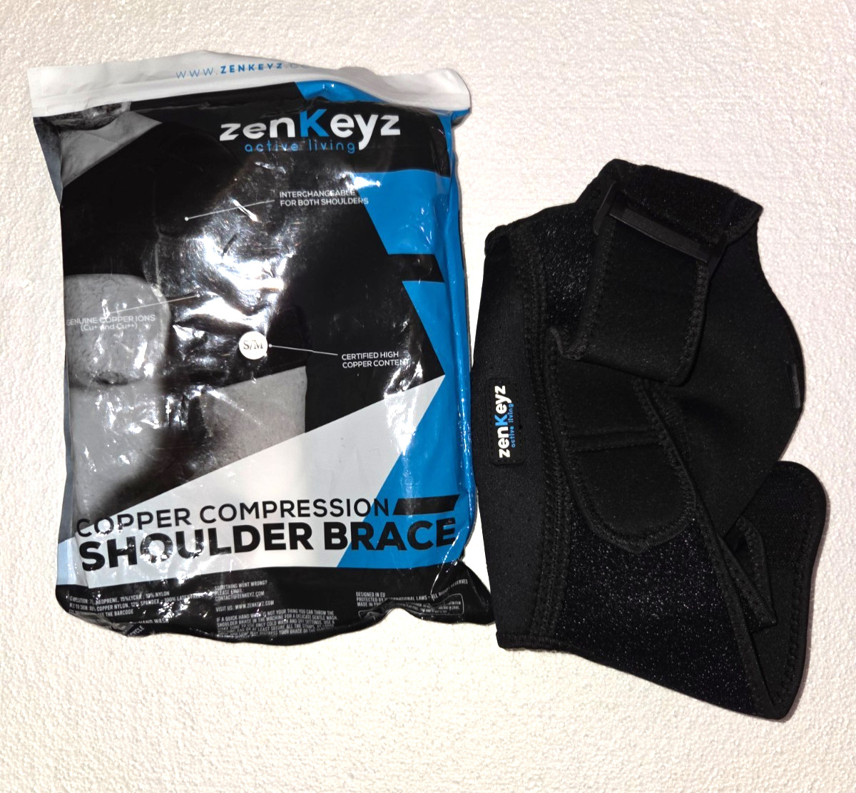 ZenKeys Shoulder Brace Unisex Black S/M Interchangeable For Both Shoulders