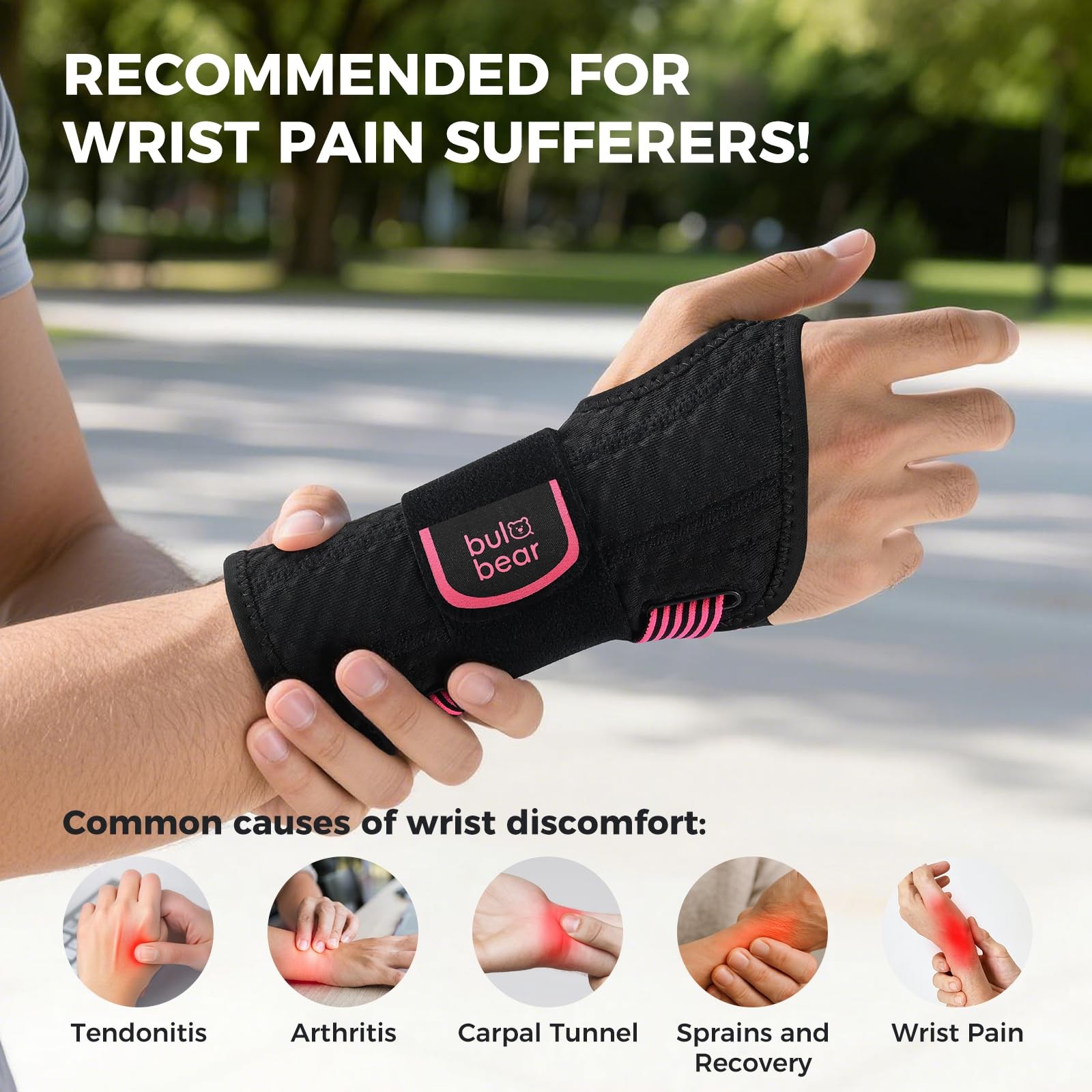 Carpal Tunnel Wrist Brace with Removable Splints, Breathable Wrist Support fo…