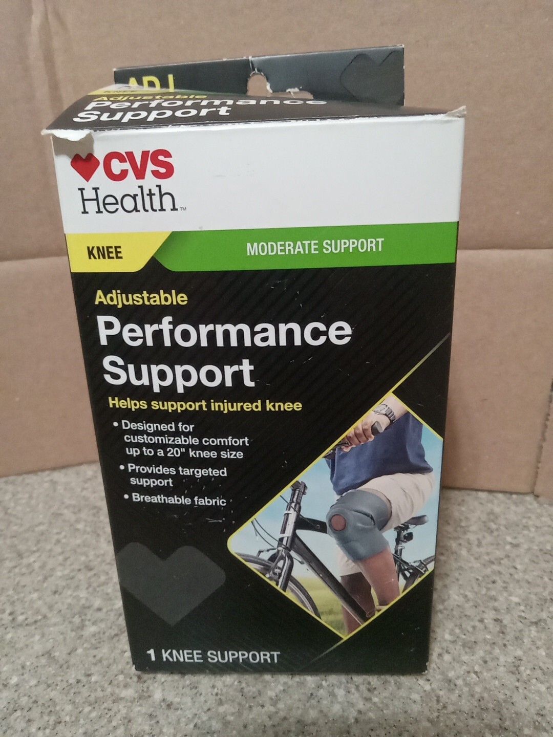CVS Adjustable Performance Support Knee 1 Moderate Support Gray NEW