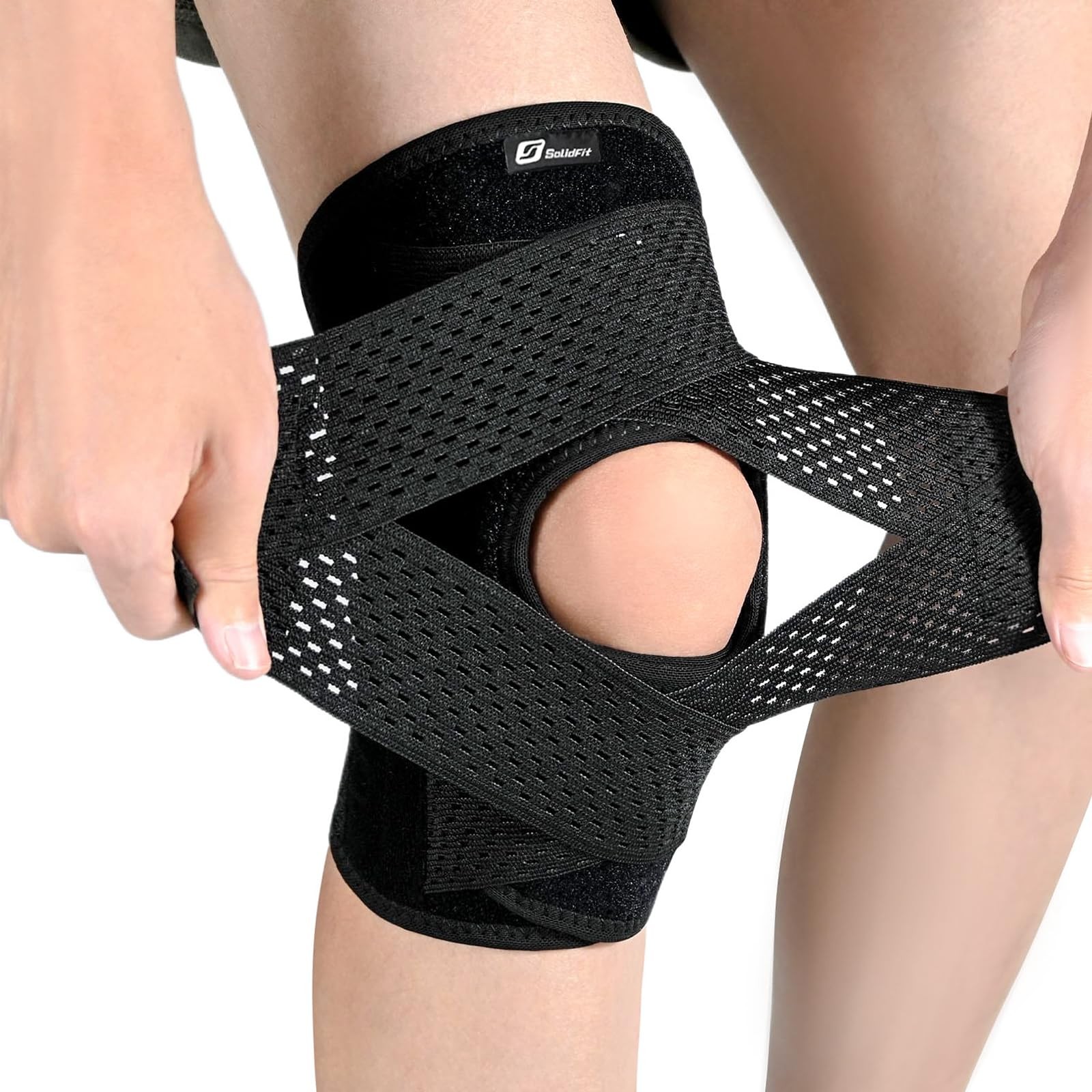 Knee Brace with Side Stabilizers for Meniscus Tear, Adjustable Medium, Black