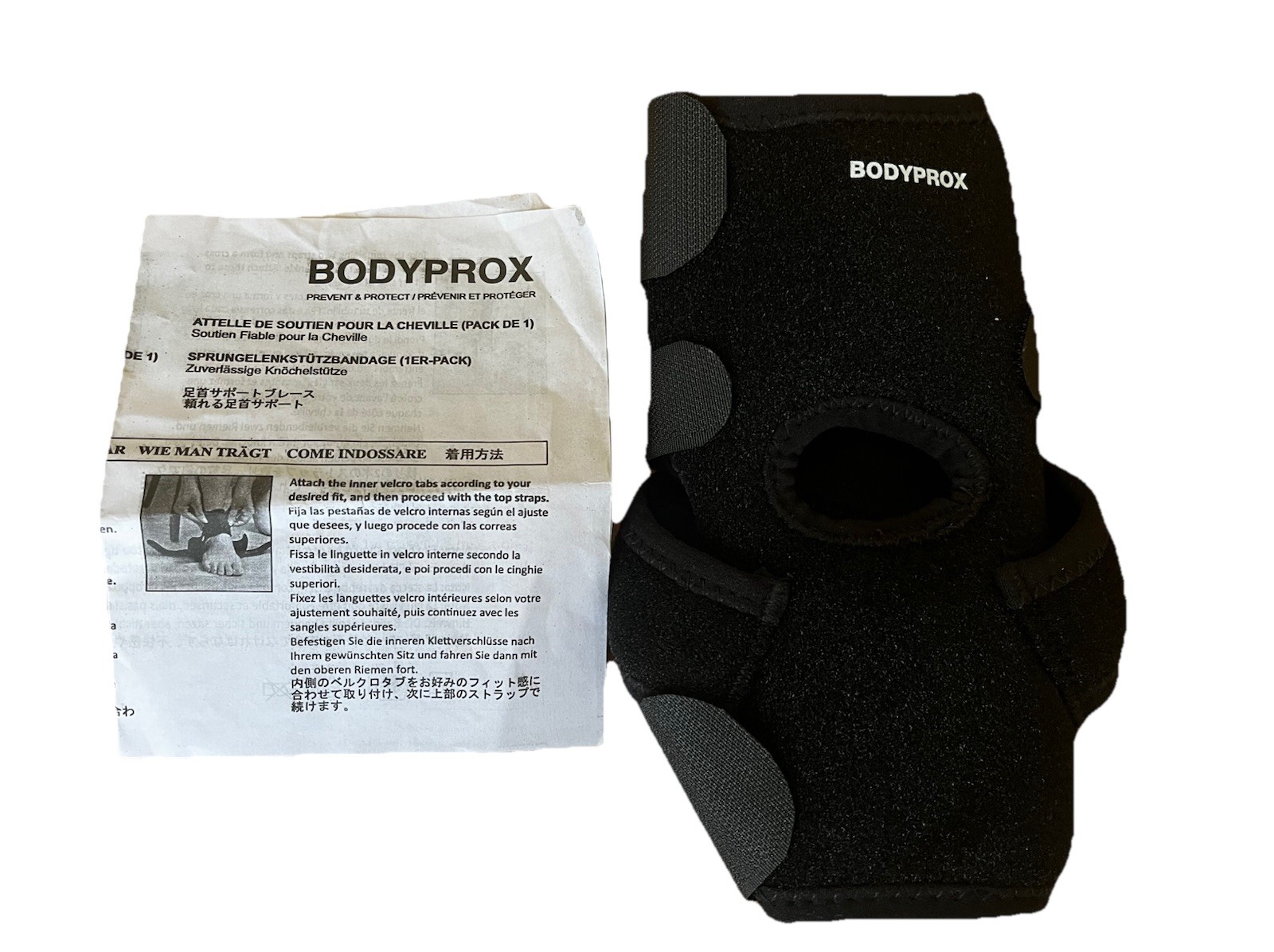 Bodyprox Ankle Support Brace Adjustable Neoprene Wrap One Size NEW