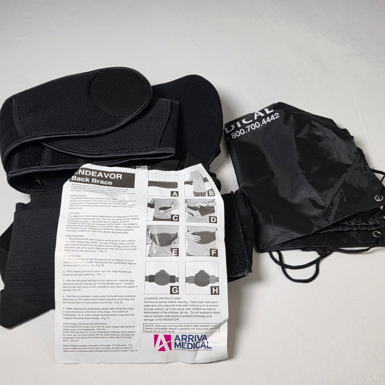 Arriva Medical Endeavor Back Brace Adjustable Lumbar Support Orthosis Sz S-3XL