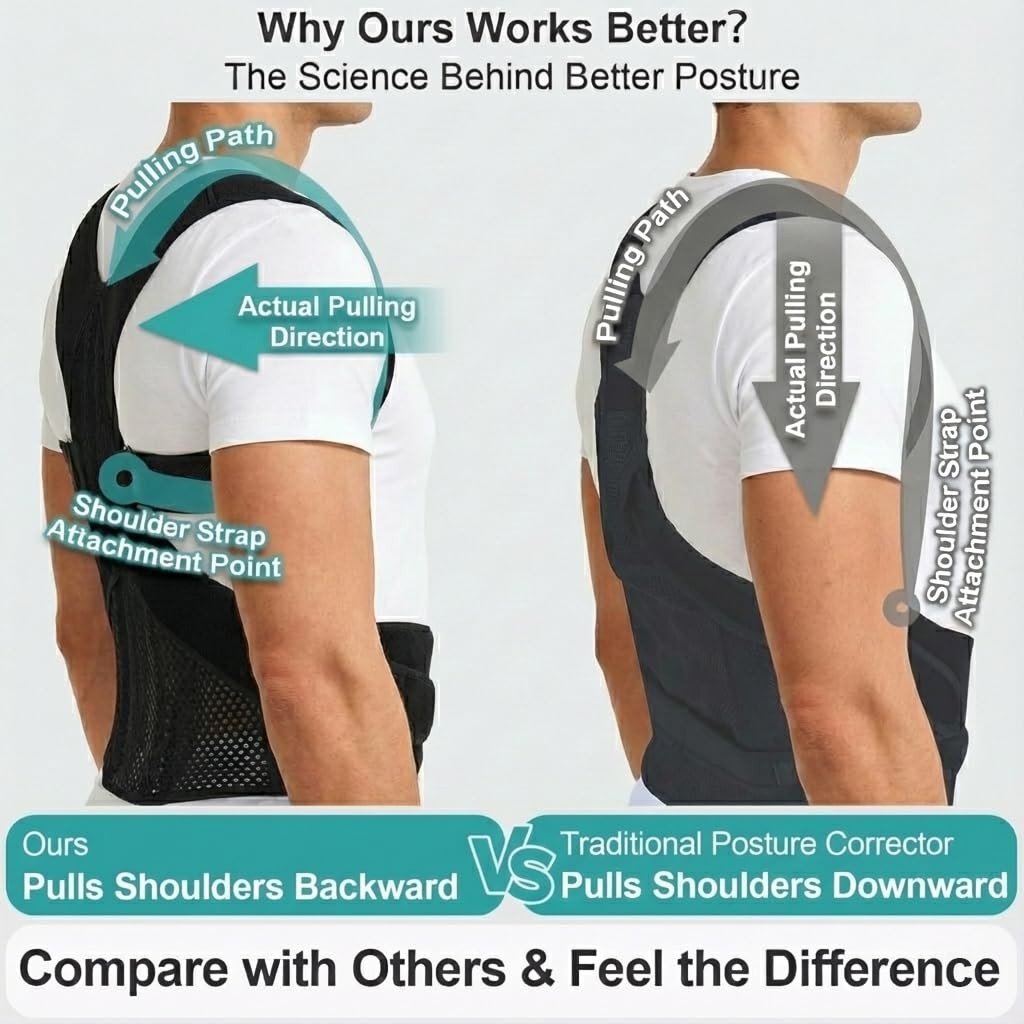 Full Back Posture Corrector for Men – Pull-Back System Posture Brace – Wide S…