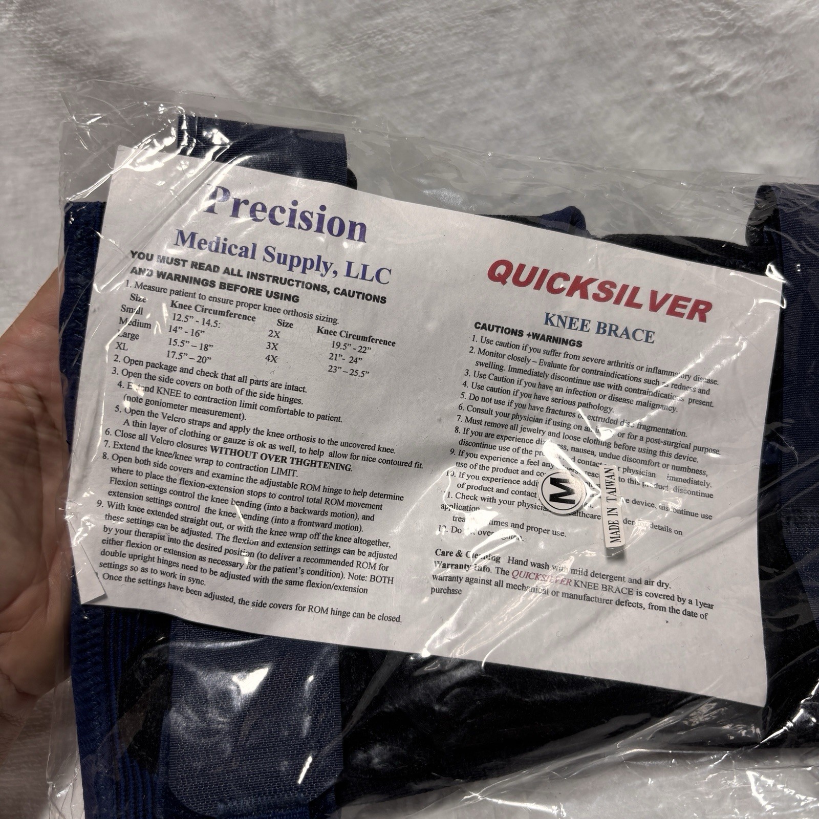 Quicksilver Hinged Knee Size M Brace Orthosis Adjustable ROM Wraparound New