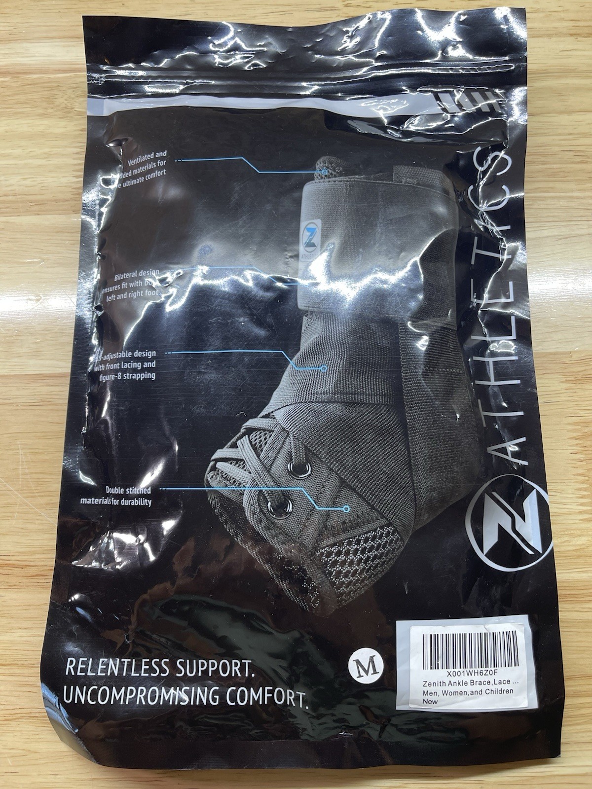 New in Package Zenith Ankle Brace Lace Up Large Black Z Athletics