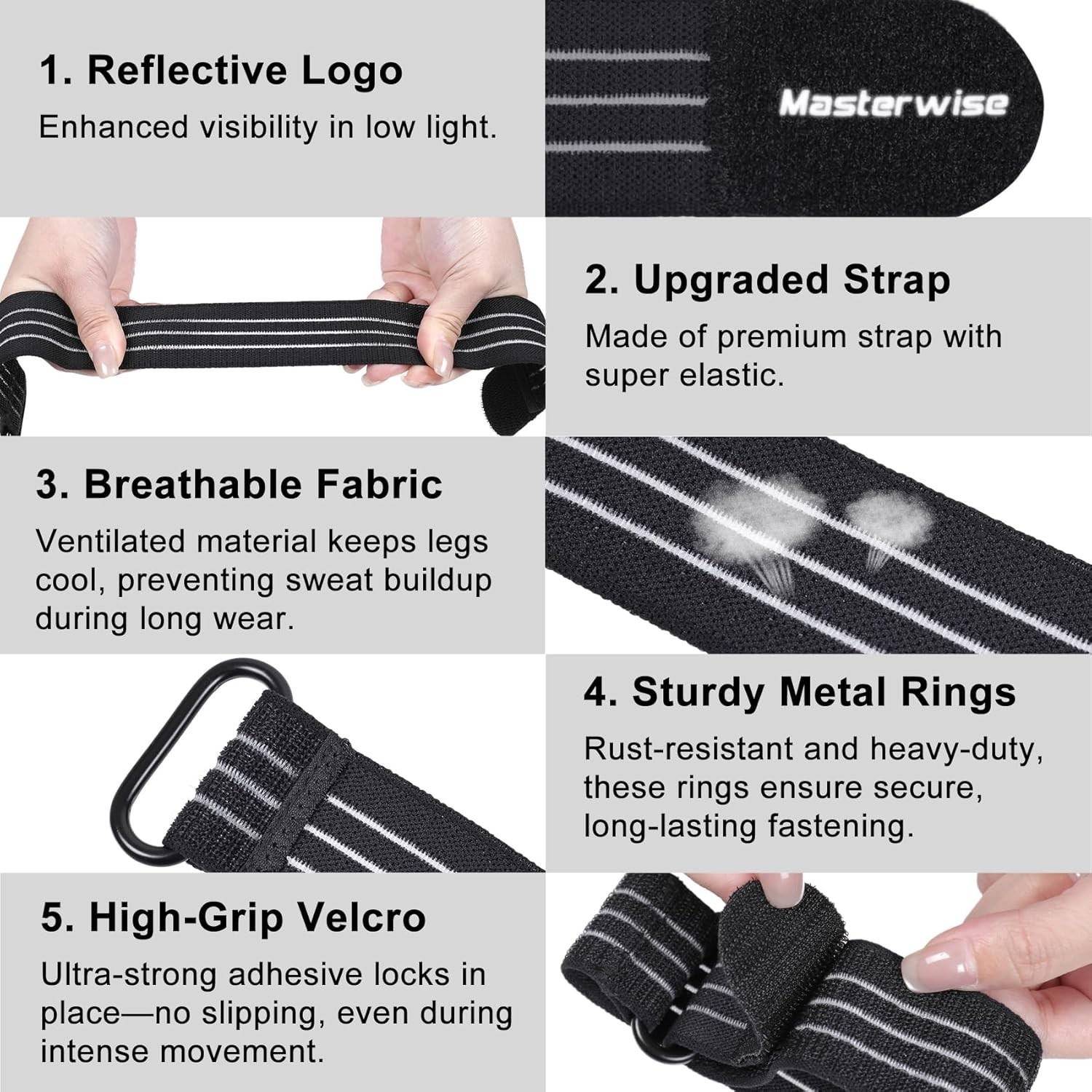 Elastic Boot Straps Adjustable Pant Leg Bands for Fishing Hunting Outdoor Use US