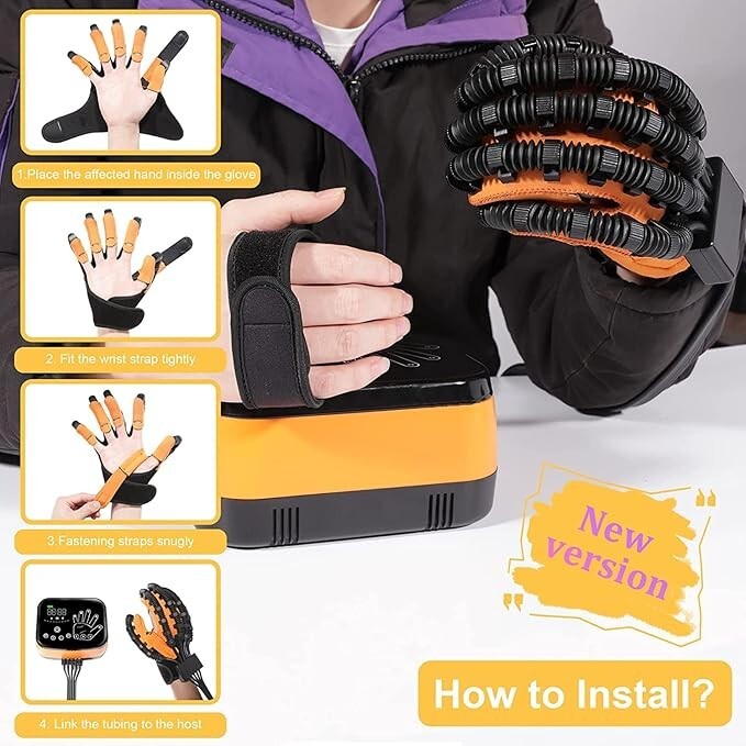 Hand Rehabilitation Robot Glove (LEFT, XL) Upgraded Training Finger Strengthener
