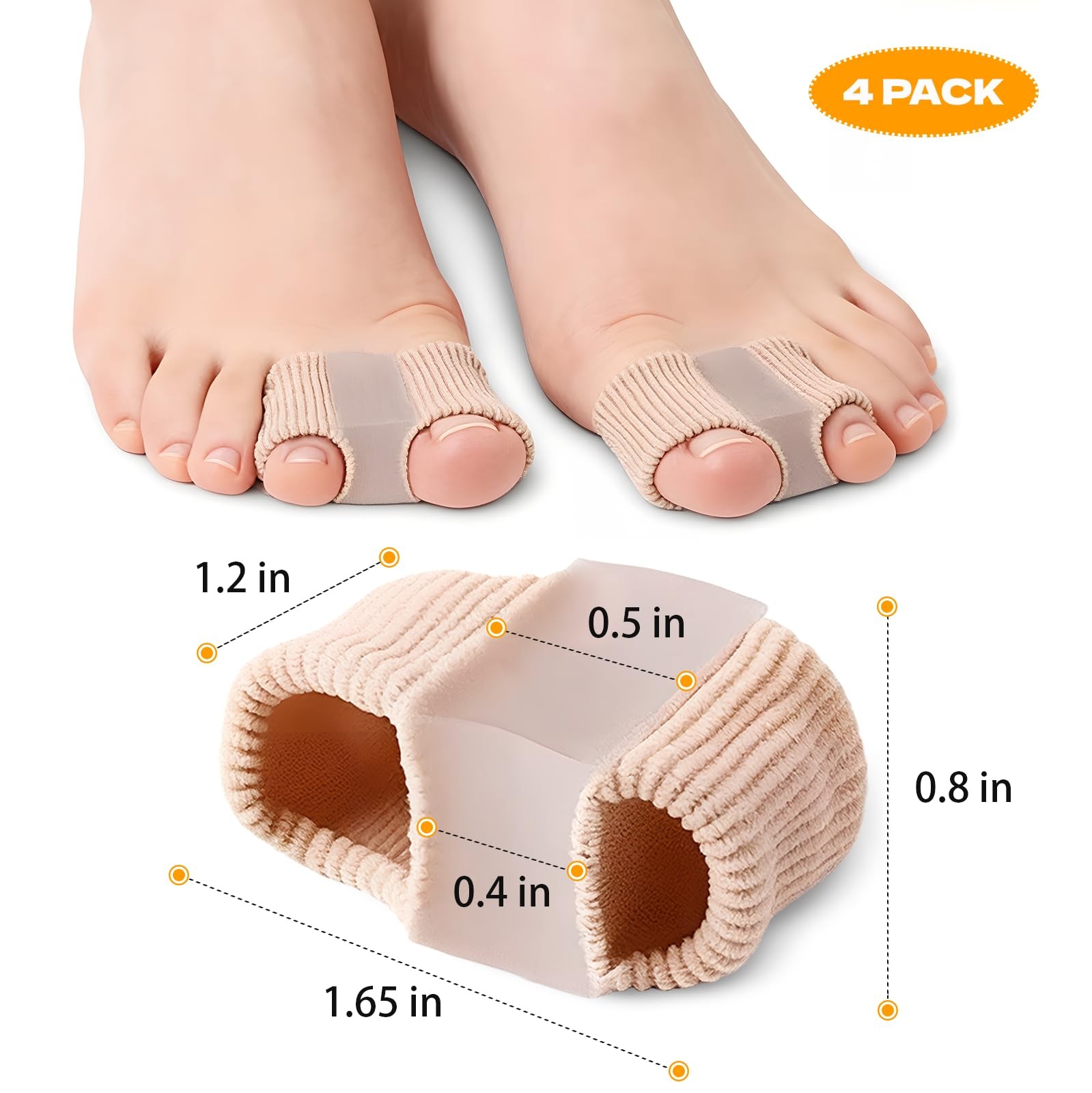 LeaOcaao Toe Spacers, 4 PCS Separators for Women and Men White