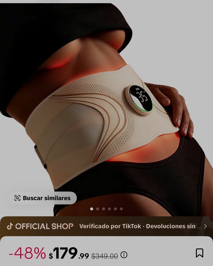 INIA Adjustable Heated Abdominal & Waist Support Belt, Beige, Size M