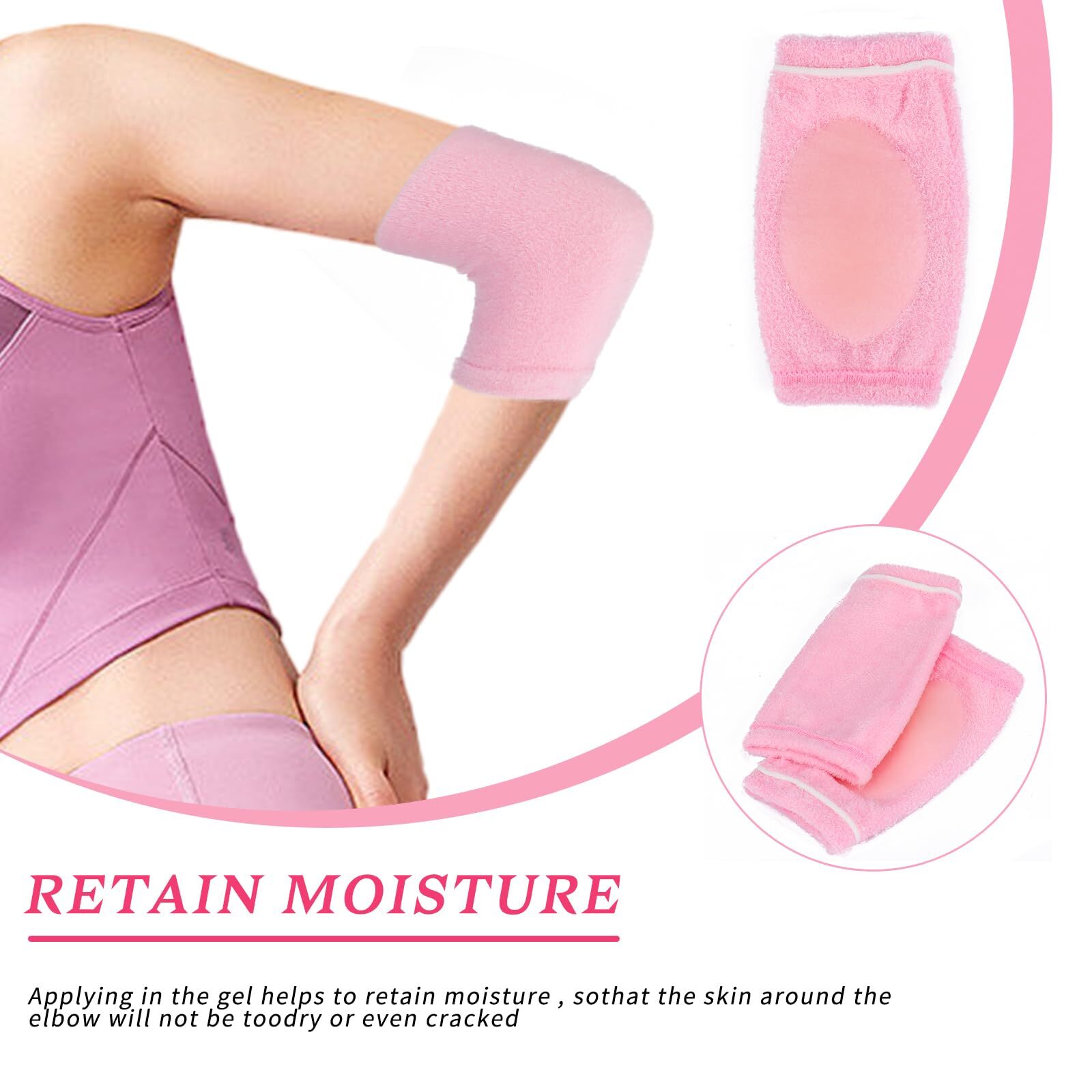 2 Pair Elbow Gel Cover Moisturizing Sleeves for Dry Skin Soften Cracked Skin
