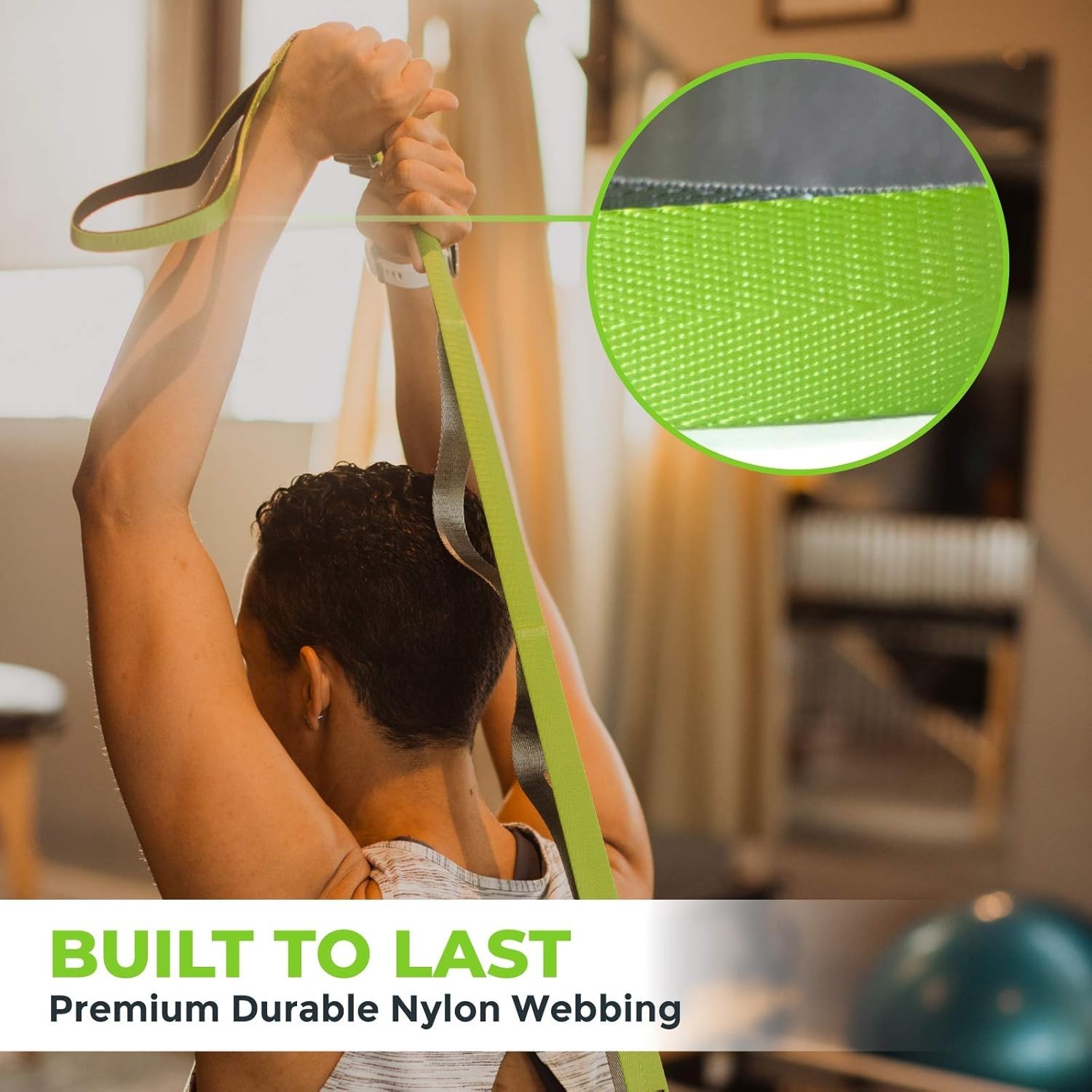 Durable Stretching Strap for Therapy & Flexibility – Includes 12 Exercise Guide