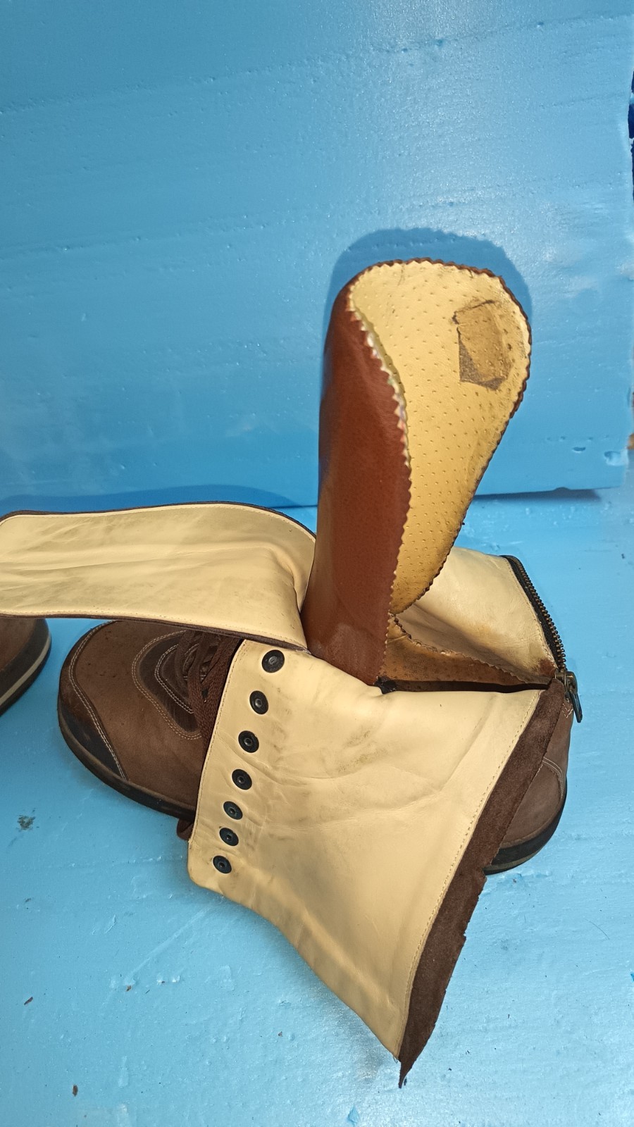 Herzer German Custom Medical Boot Brown Leather Rear Zipper Amputee Support R