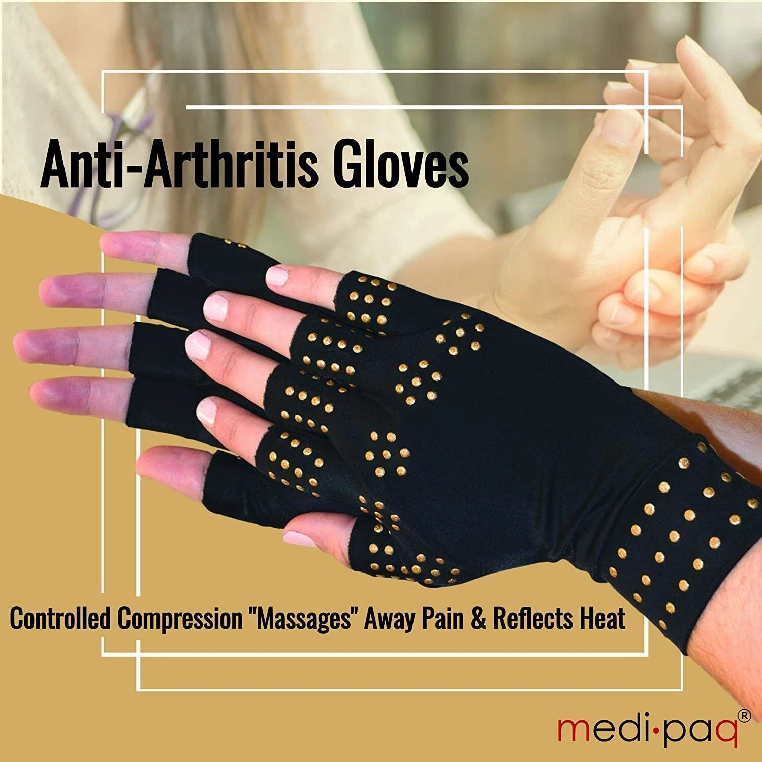 Arthritis Gloves Fingerless Magnetic Compression Support Hand Joint Pain Relief