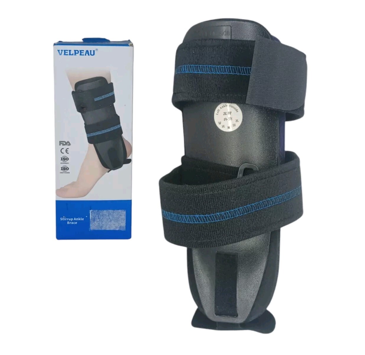 Velpeau Ankle Brace-Stirrup Ankle Brace Foam Pads VP1501-LL Size Large Left Foot