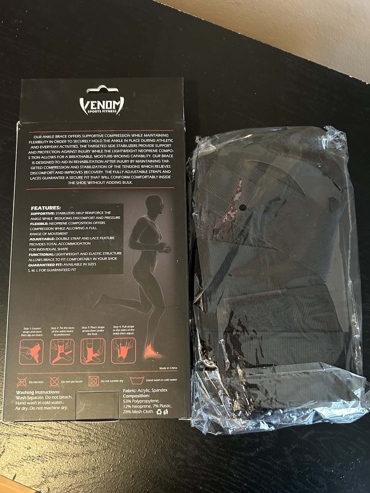 Venom Sports Fitness Ankle Brace Neoprene Lace Up Compression Medium. New in box