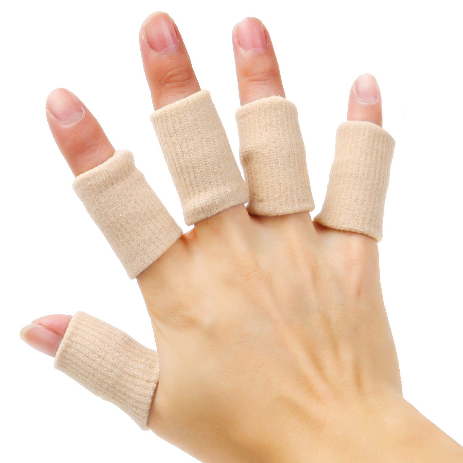 Senkary 20 Pieces Finger Compression Sleeves 20 Count (Pack of 1), Beige