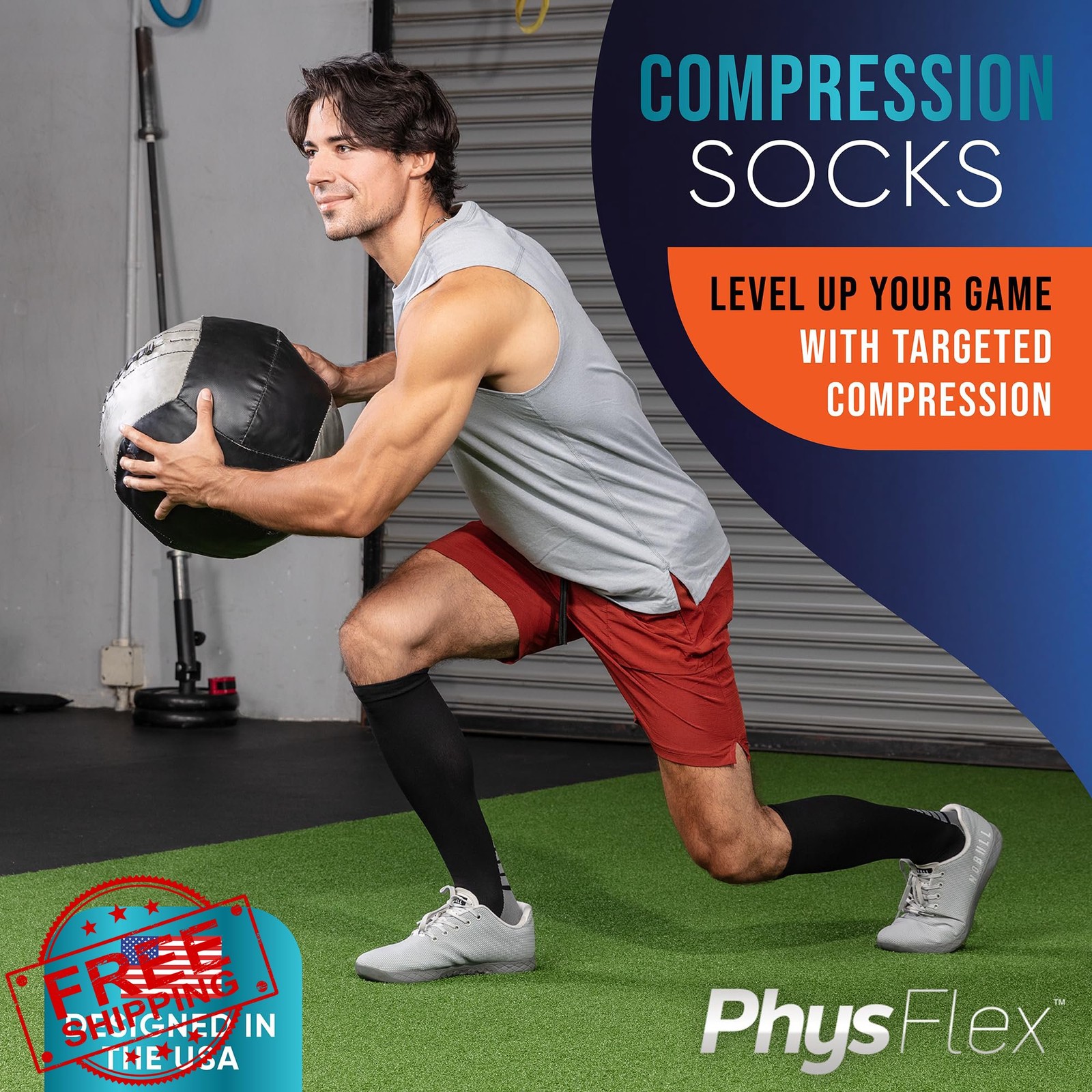PhysFlex Compression Socks Orange Foot Xx-large