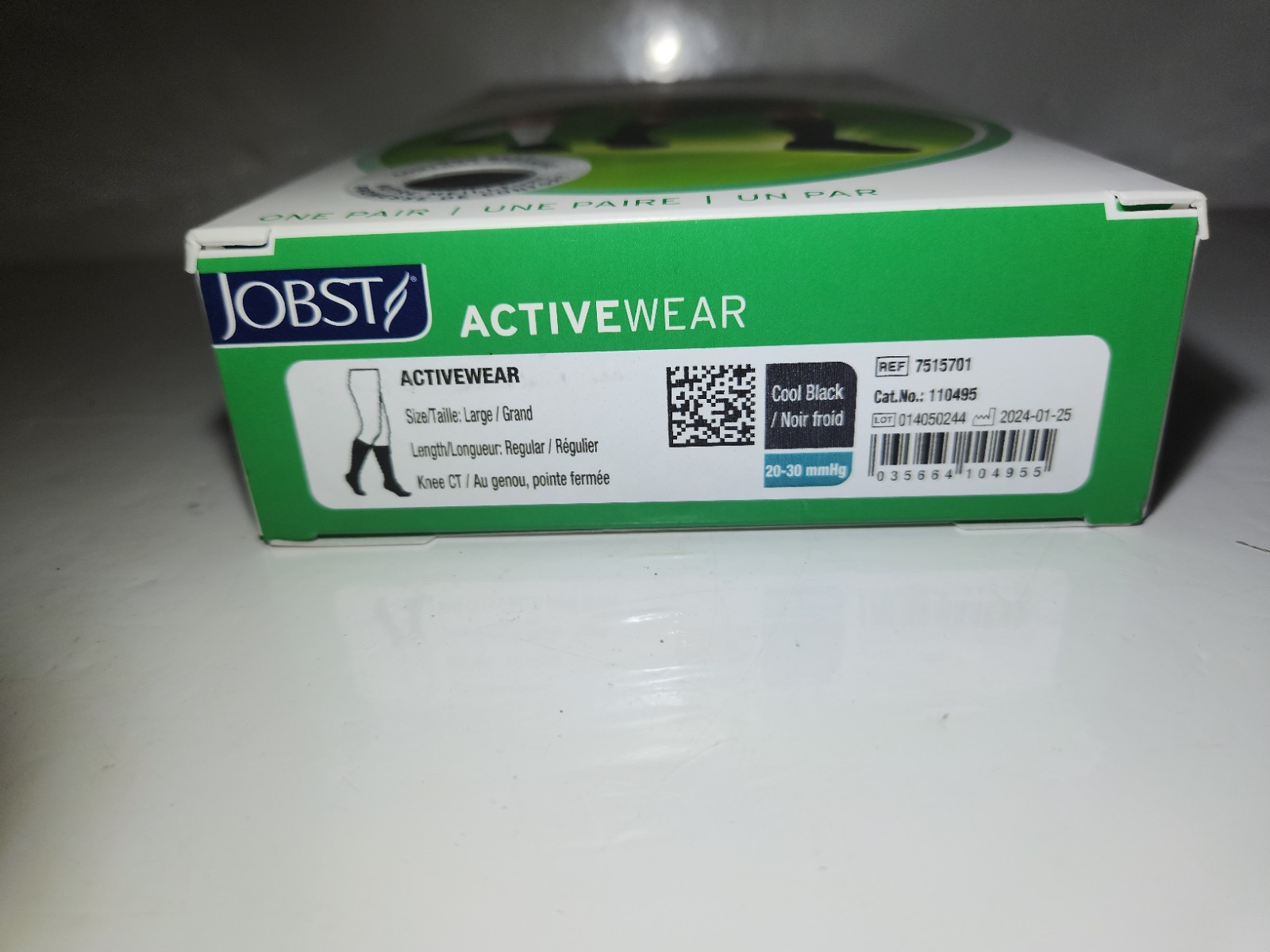 Jobst ActiveWear 20-30 mmHg Firm Support Unisex Black Knee Highs Stocking Large