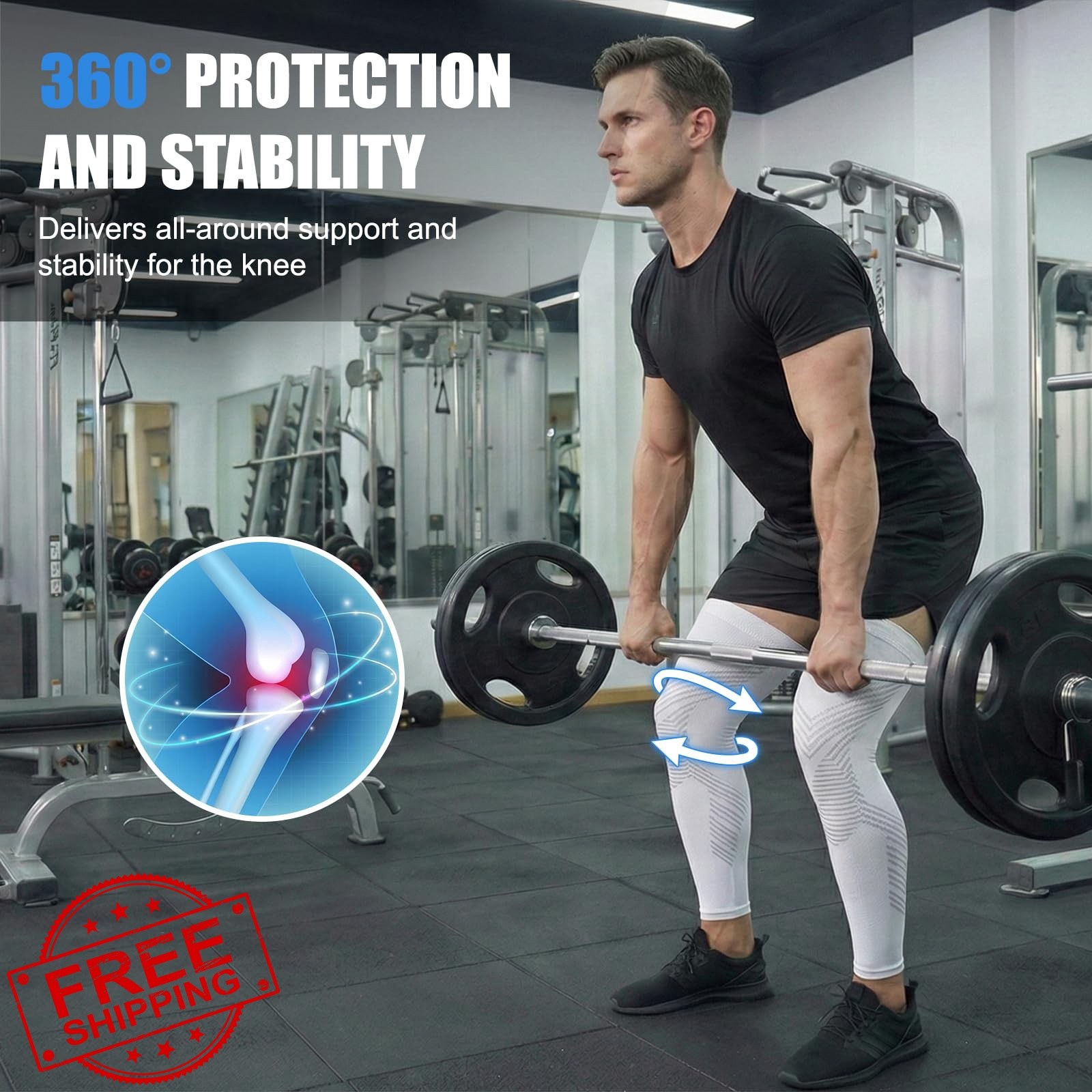 NuCamper Full Leg Compression Sleeves White L 2pk