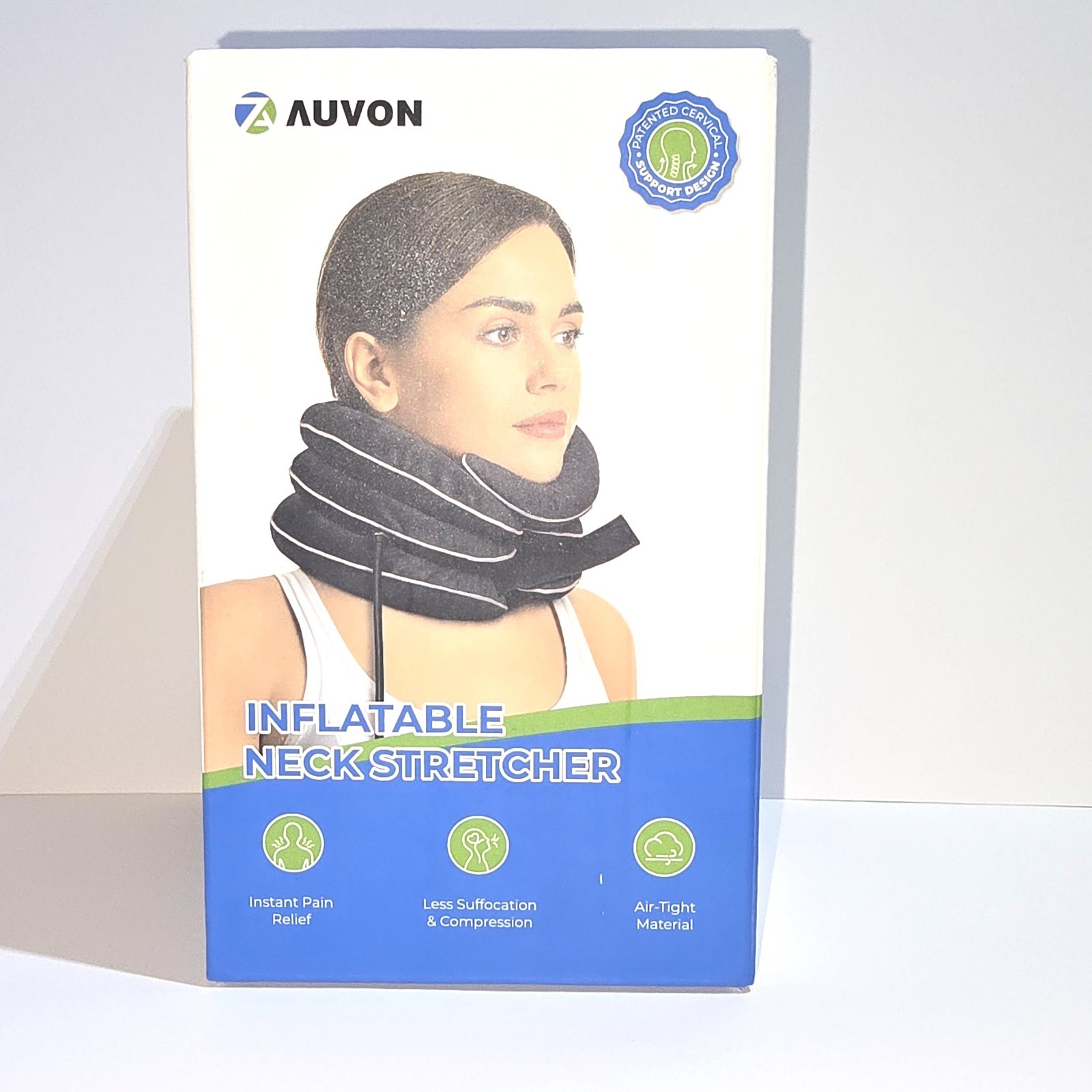 New – Auvon Inflatable Neck Stretcher for Cervical Traction 3 Layer Black