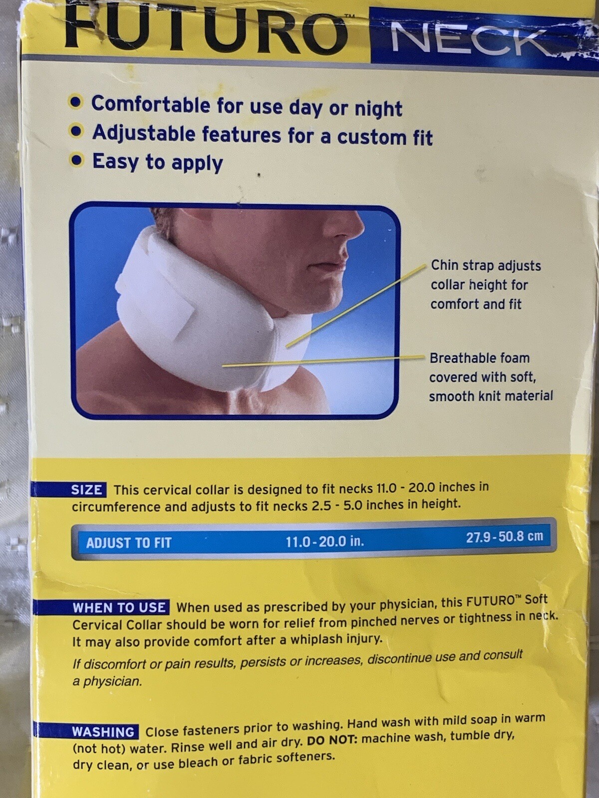 FUTURO Soft Cervical Collar Neck Custom Adjust. Fit Moderate Support 09027