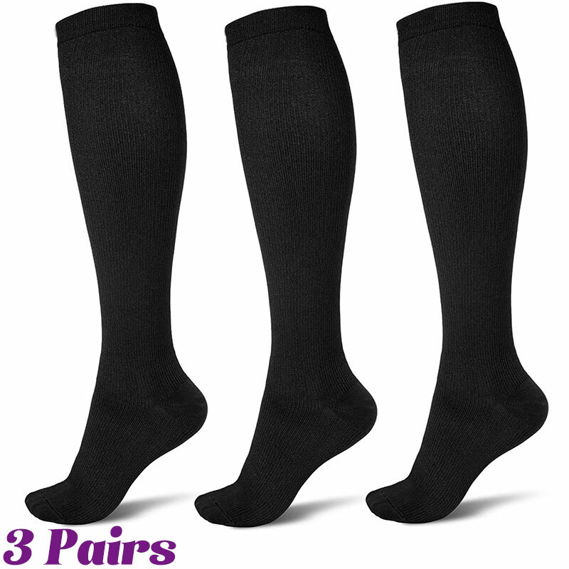 Compression Socks for Women Men 15-20mmHg Knee High Long Stockings Flight Travel