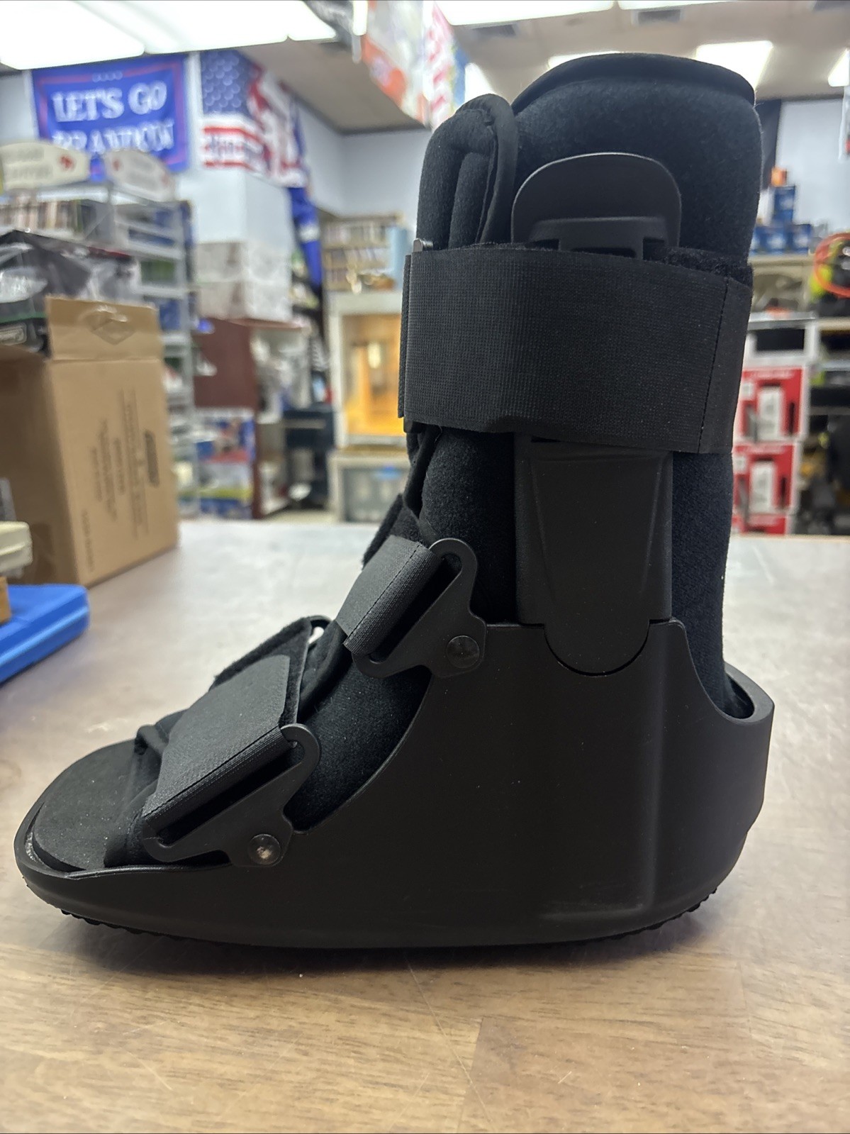 Small Adjustable Walking Boot with Air Bladder, Rocker Sole, Black