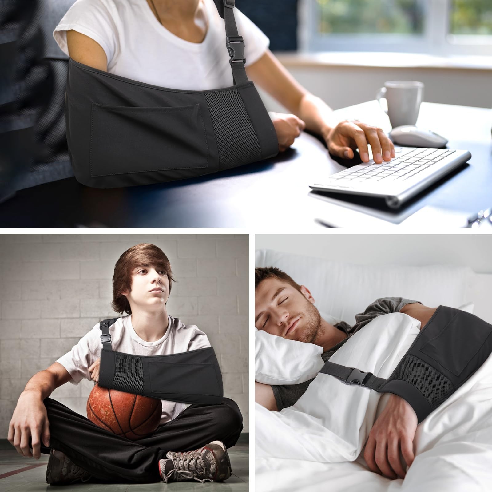 Arm Sling Shoulder Immobilizer with Pocket, Breathable Comfortable Sling for …