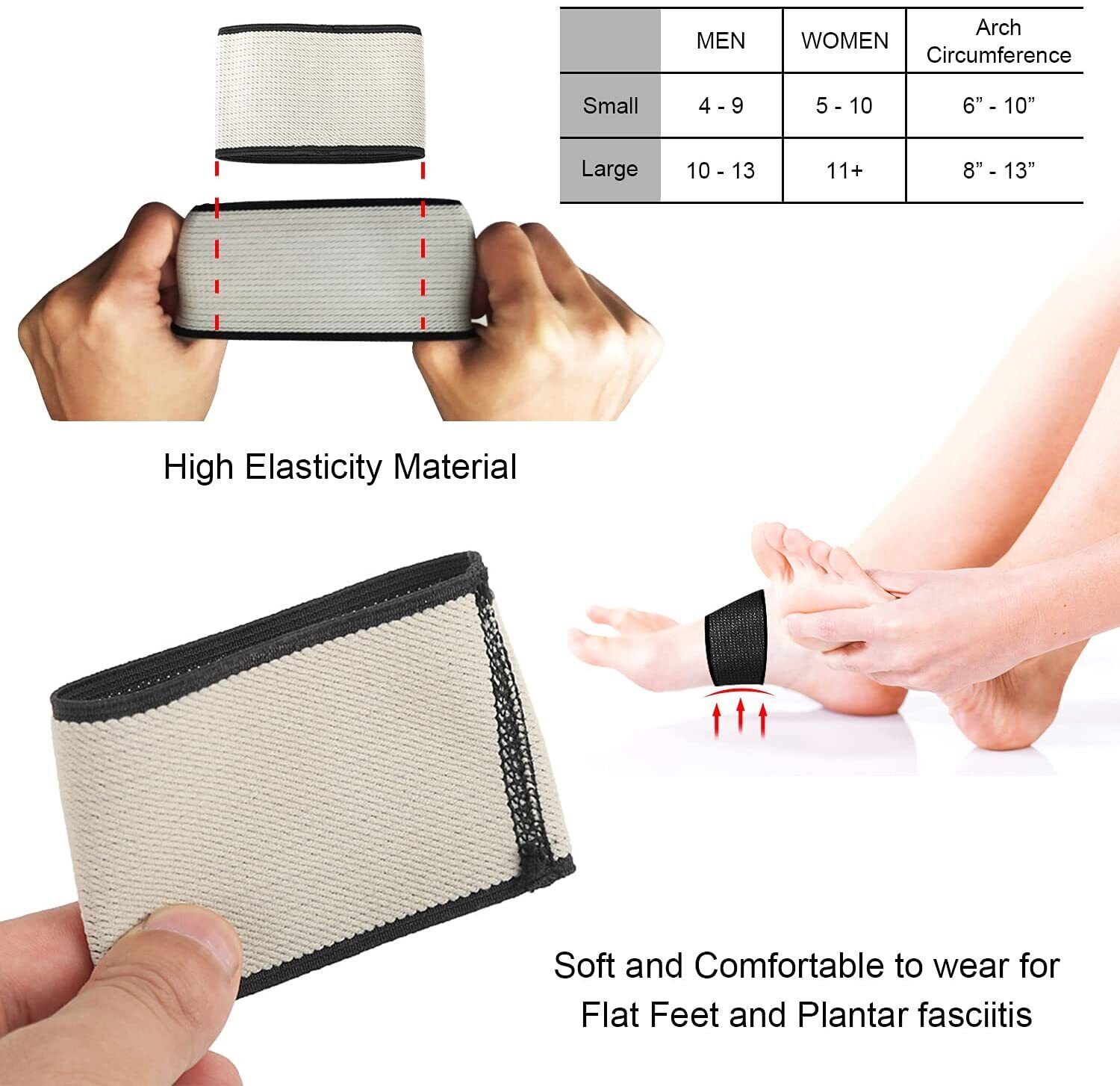 Copper Compression Arch Plantar Fasciiti Support Sleeves Foot Brace Pain Relief