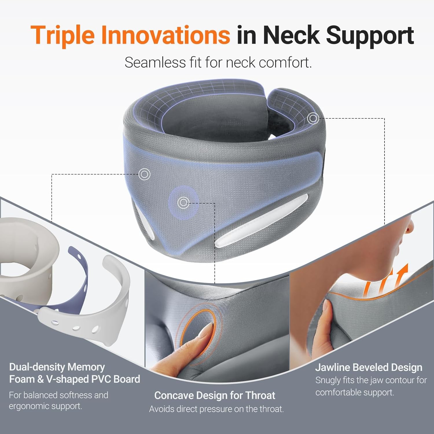 Pink Ergonomic Neck Brace V-Shaped Cervical Collar for Pain Relief & Support M