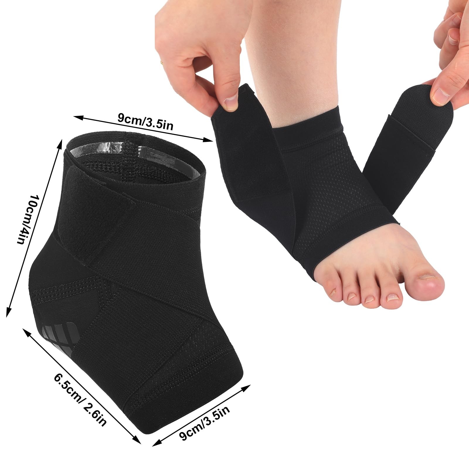2 Pcs Waterproof Ankle Brace Breathable Nylon Ankle Wrap Foot Support Compres…
