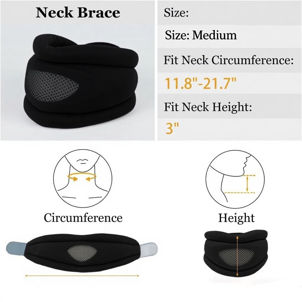 Neck Brace for Sleeping Cervical Collar Relief Pain and Support Black