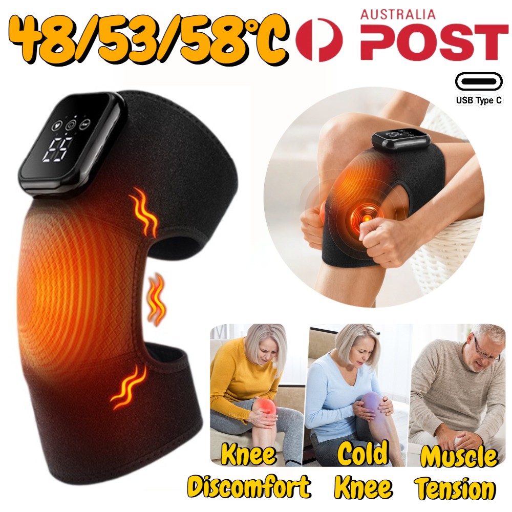 USB Heated Knee Brace Heating Support Muscle Massage Tool Warm Massager Wrap Pad