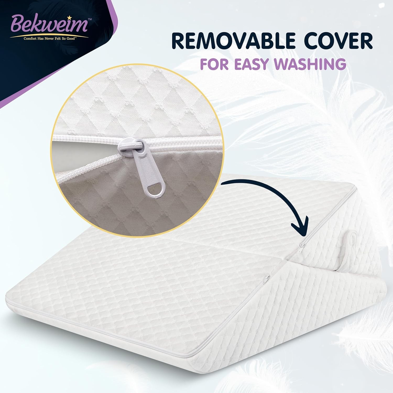 Adjustable Bed Wedge Pillow for Sleeping – Large, White
